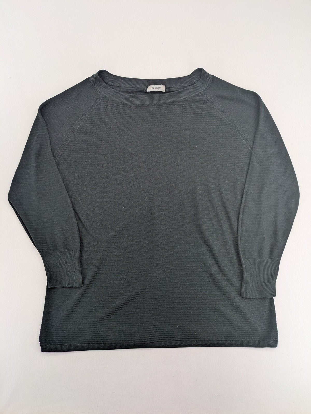 Jacqueline De Yong grey turtle neck jumper horizontal ribbed texture raglan sleeves
