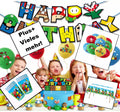 XXL yellow Super Mario party supply kit with themed tablecloth, cups, and birthday banner.