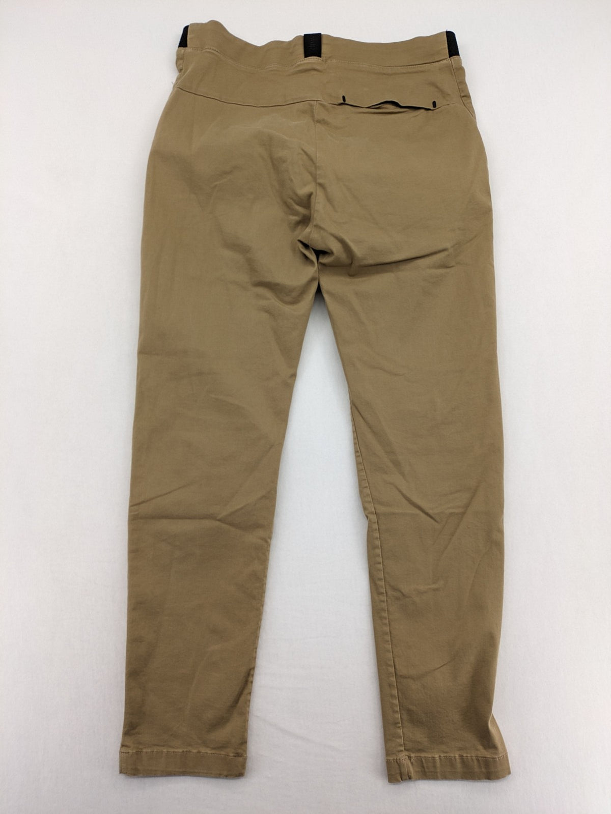 Zara khaki pants with elastic waistband, made from stretch cotton blend for comfort.
