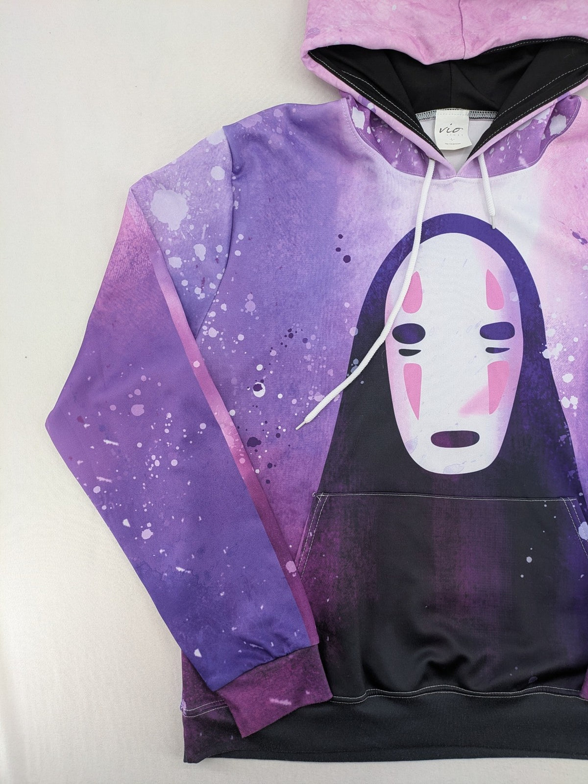Lila zip-through hoodie multi-coloured featuring No Face graphic, front kangaroo pocket, drawstring hood.