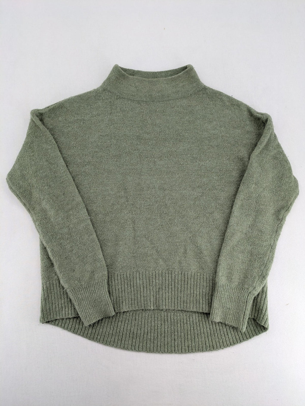 up2 fashion green turtle neck jumper soft knit high-low hem with side slits