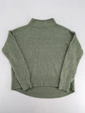 up2 fashion green turtle neck jumper soft knit high-low hem with side slits