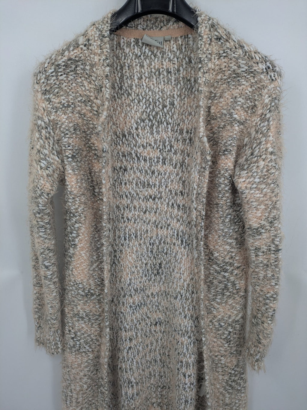 9th Avenue pink cardigan open front soft knit with multicolored pattern