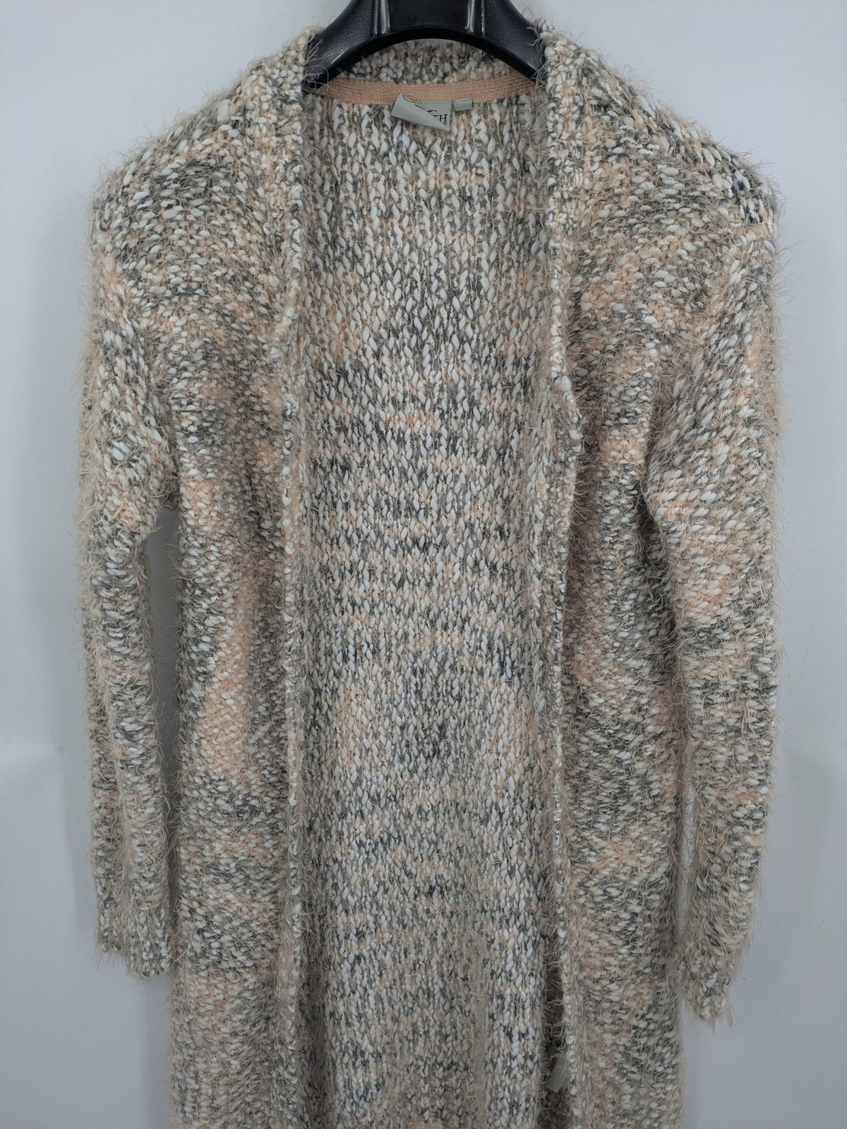 9th Avenue pink cardigan open front soft knit with multicolored pattern