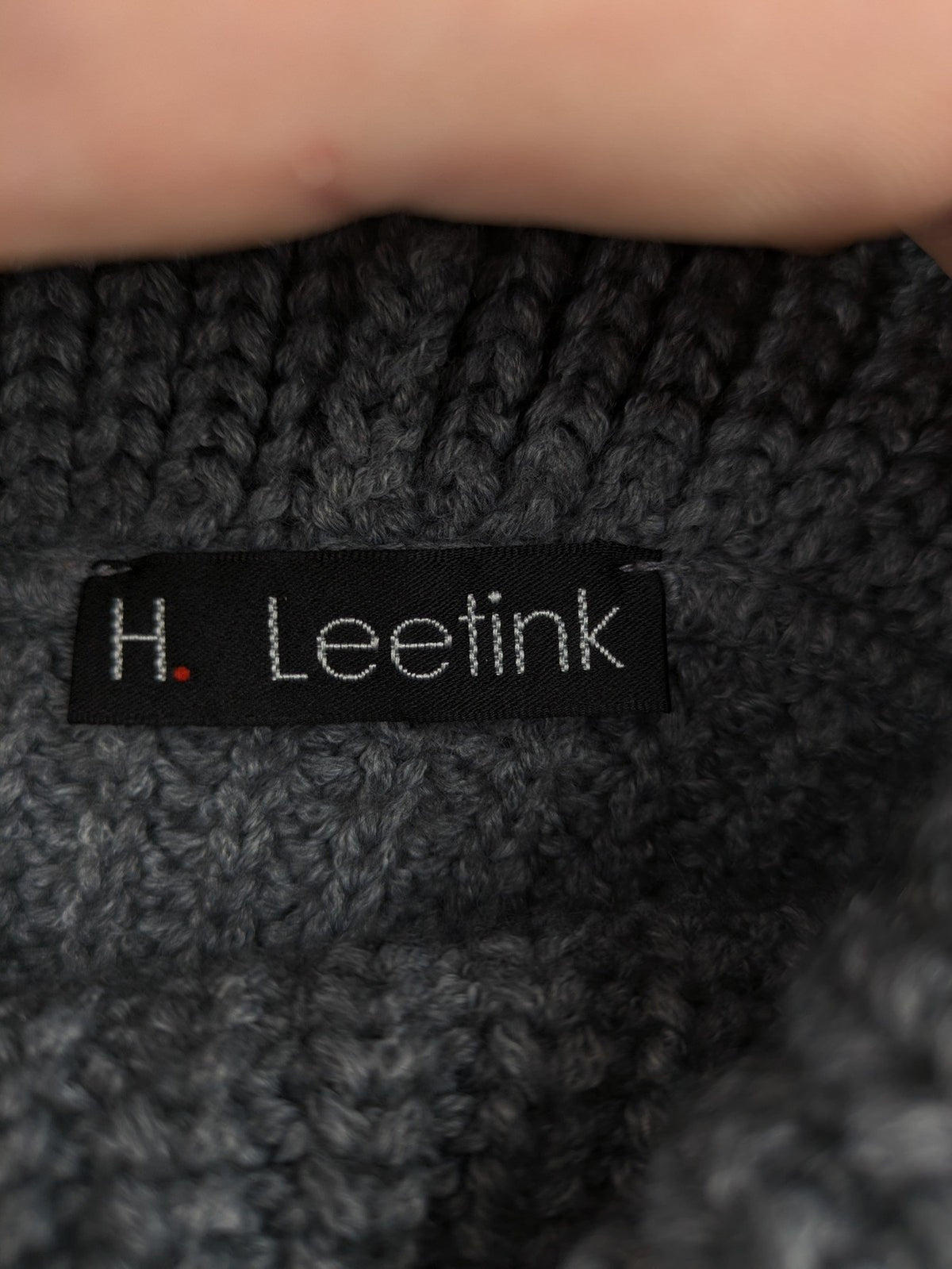 H. Leetink grey turtle neck jumper ribbed knit chunky texture