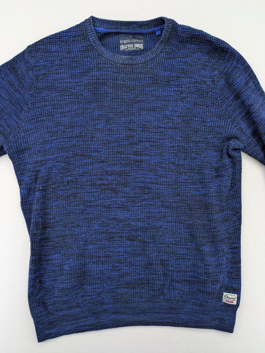 Angelo Litrico blue-grey turtle neck jumper, textured knit, casual style, 100% cotton.