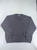 Louis Fashion grey turtle neck jumper with V-neck and ribbed cuffs.
