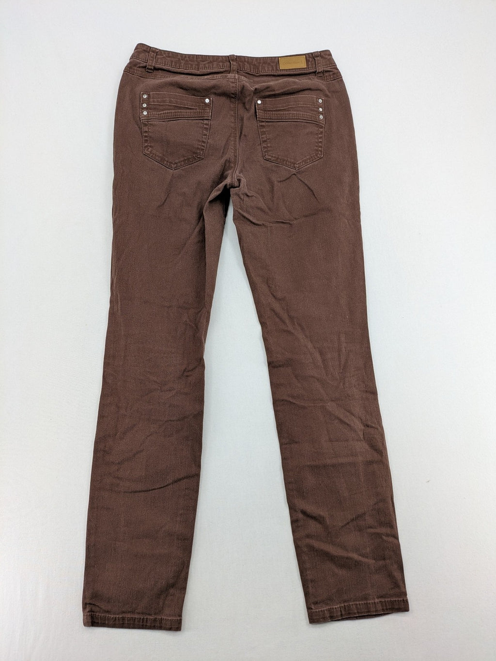 collection L brown pants cotton-stretch slim fit with diagonal zip pockets