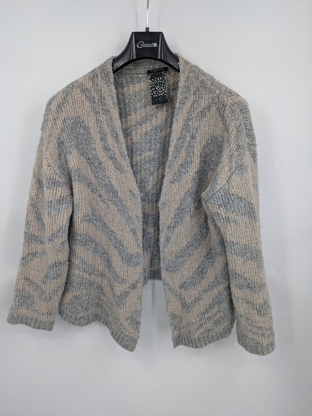 Via Appia beige cardigan zebra pattern soft knit long sleeves