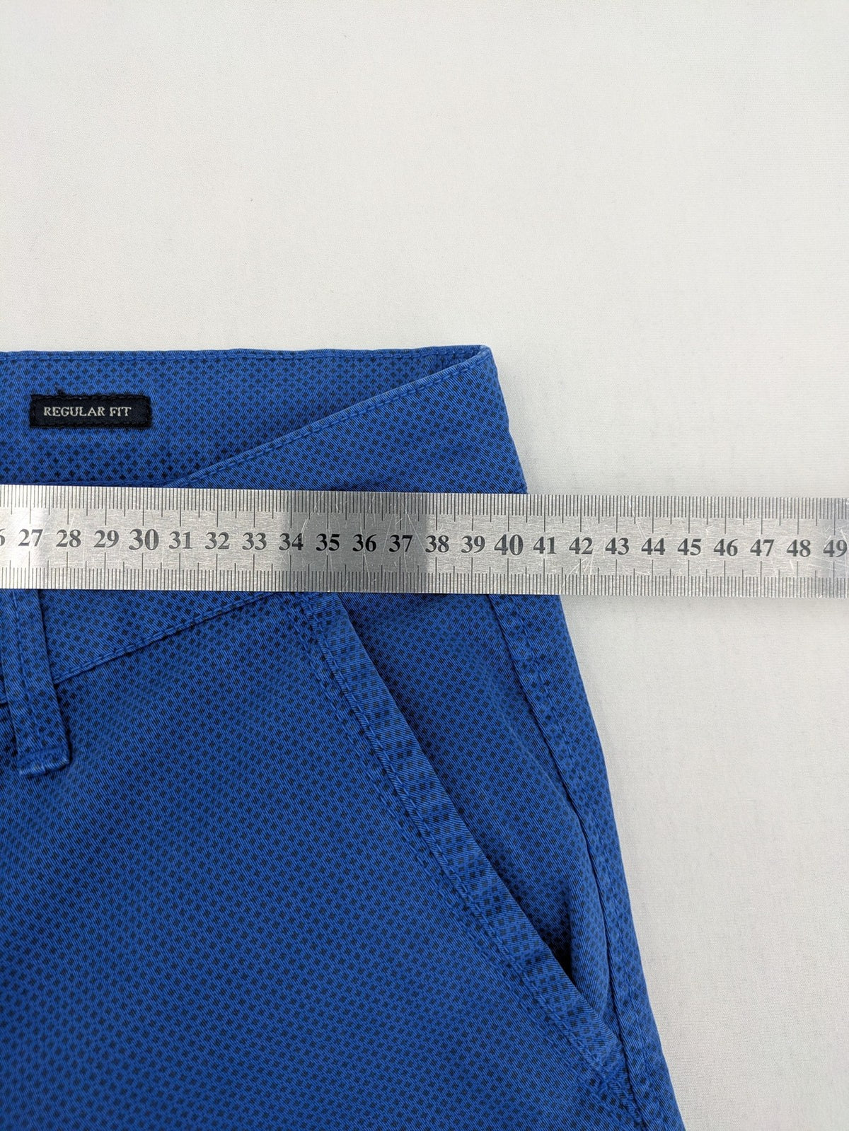 Sir Raymond Tailor blue chino pants cotton with subtle allover dot pattern