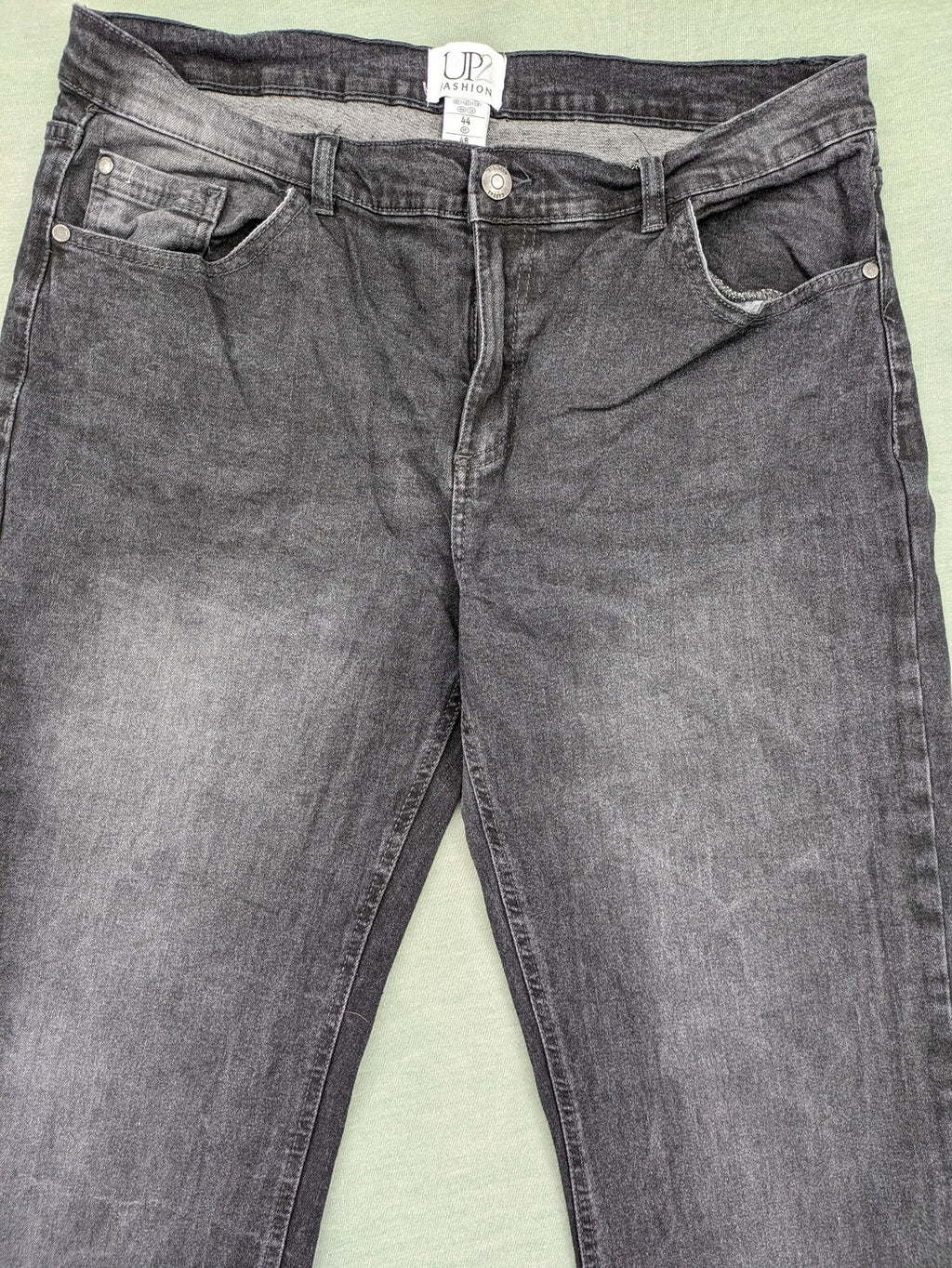 up2 fashion black straight jeans washed look 5-pocket design cotton blend