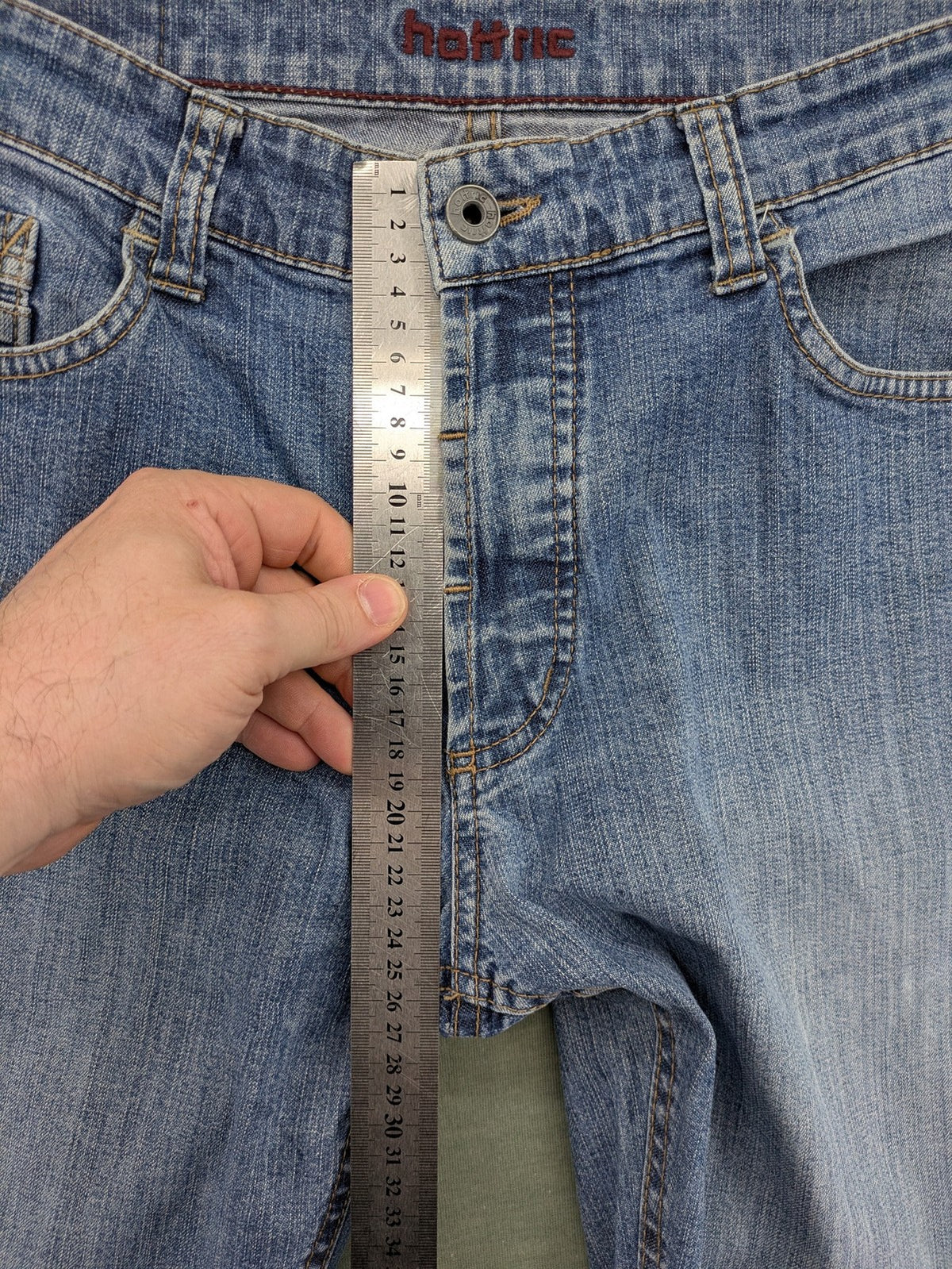 Hattric blue straight jeans durable denim five-pocket design button fly