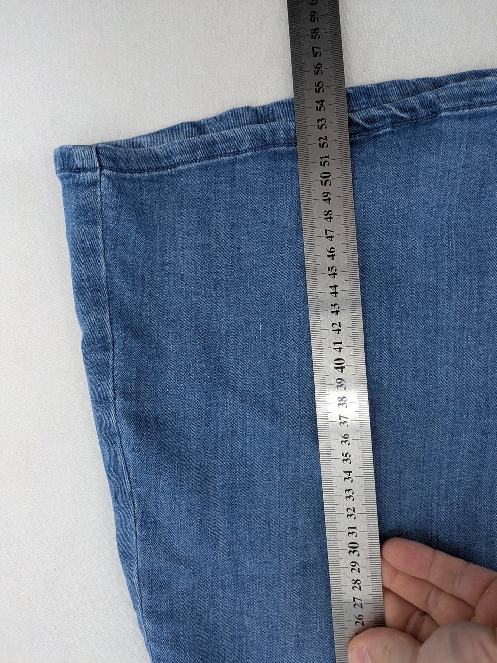 Tchibo blue knee-length skirt A-line silhouette with classic denim wash and cotton blend material.