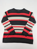 Fabiani turtle neck jumper multi striped pattern black red grey cotton blend