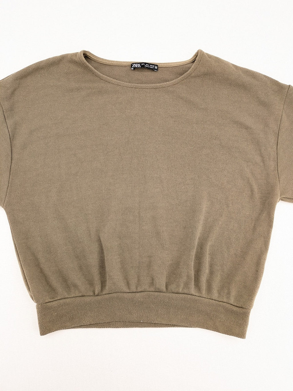 Zara khaki turtle neck jumper waffle knit texture long sleeves relaxed fit