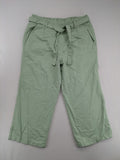 Pageone green cropped pants wide leg paperbag waist with matching tie belt