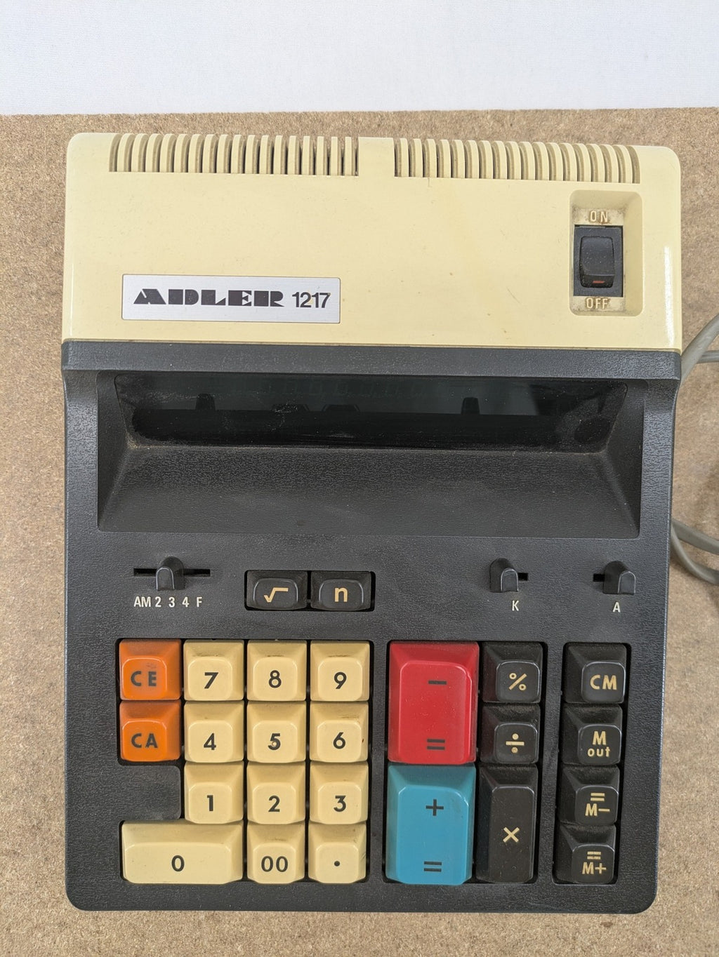 Adler basic calculator beige with colorful keys and retro design, model EC-52.