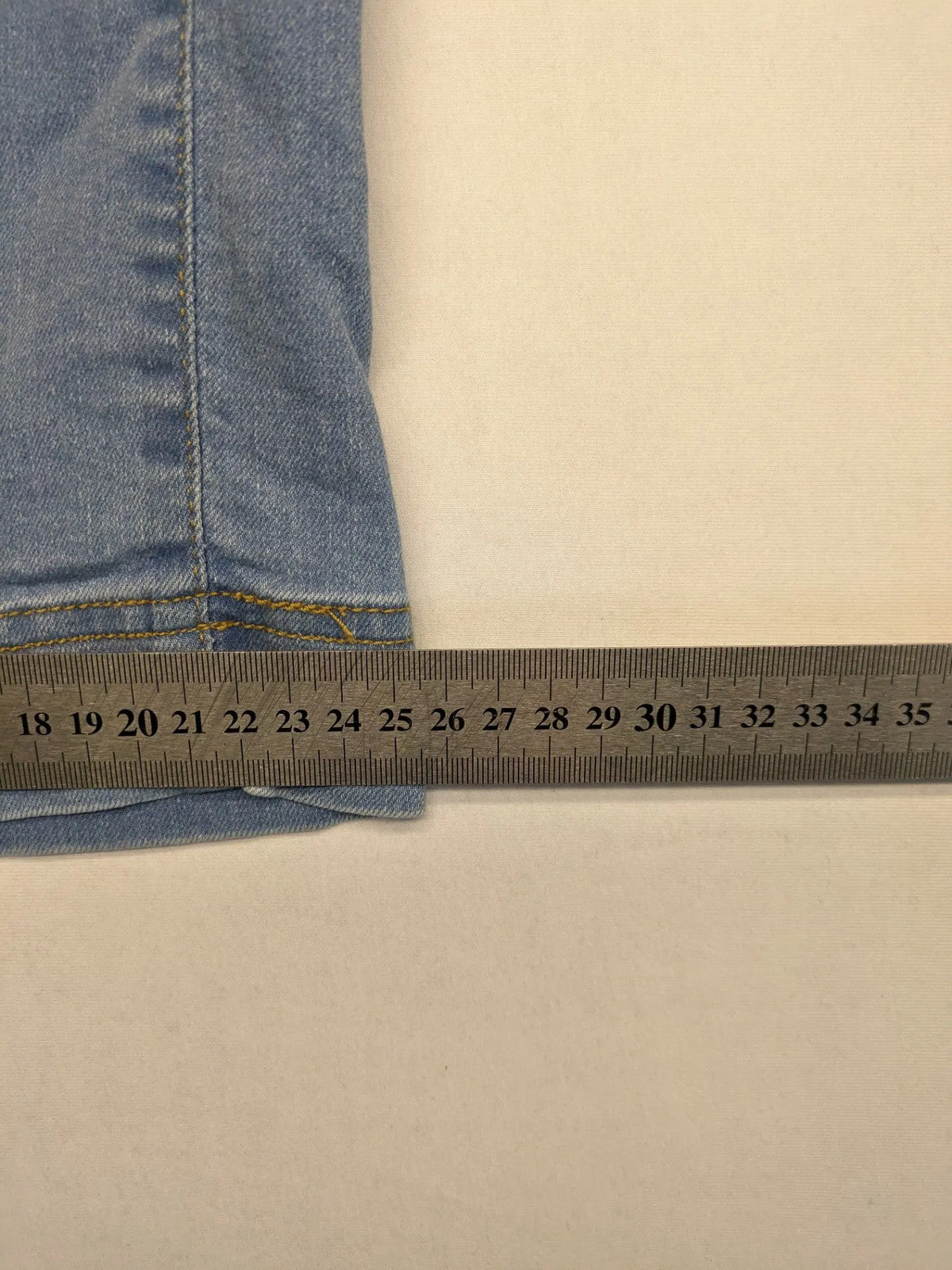AproductZ blue straight jeans with elastic waistband and comfortable stretch fabric.