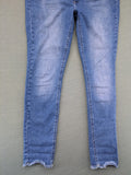 ONLY blue skinny jeans with frayed raw hem and classic 5-pocket design.