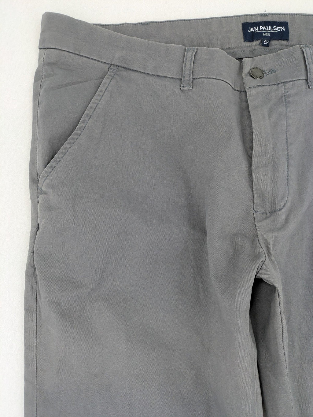 Jan Paulsen grey chino pants flat front cotton-elastane blend with classic design.