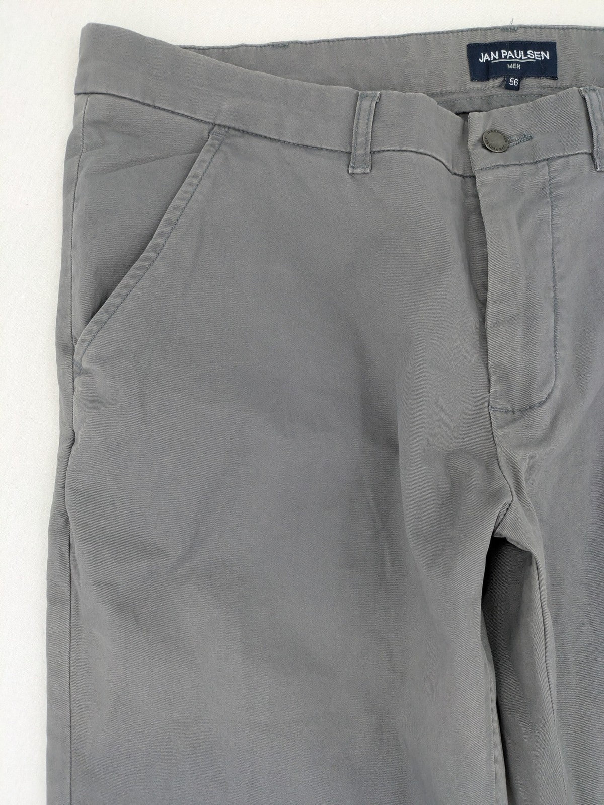 Jan Paulsen grey chino pants flat front cotton-elastane blend with classic design.