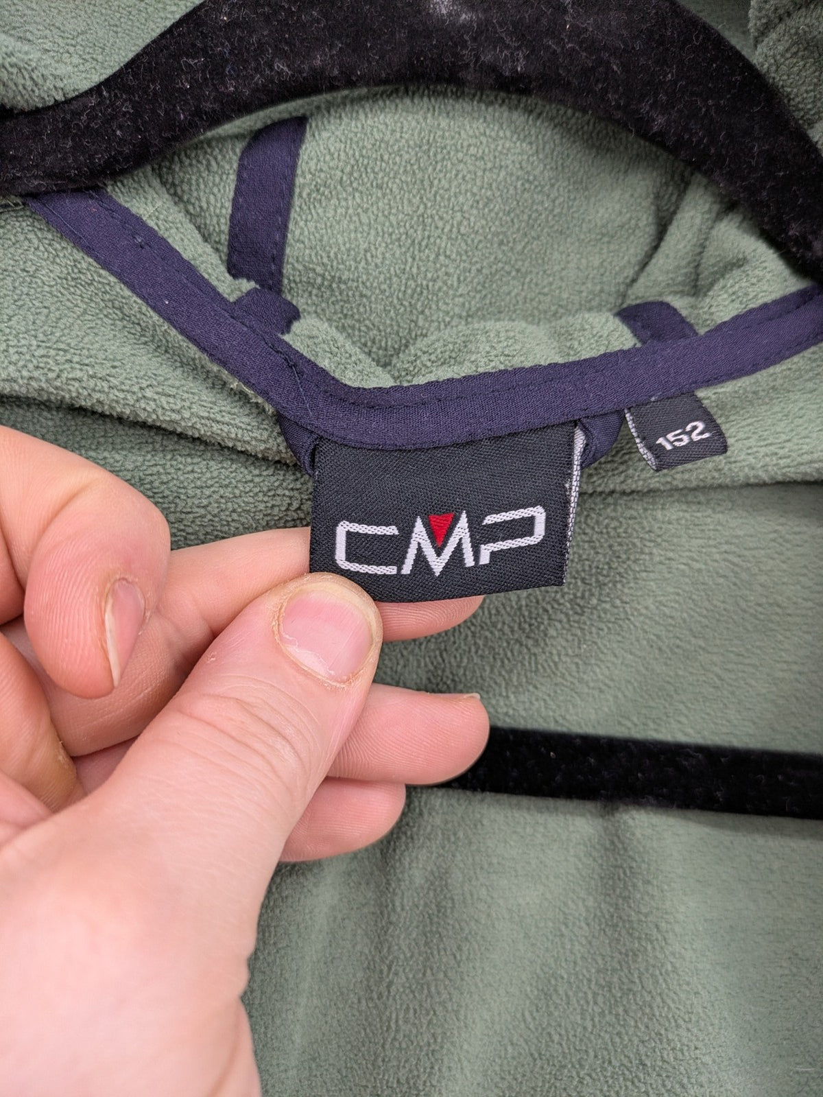 cmp green and navy softshell jacket with Clima Protect logo and fleece lining
