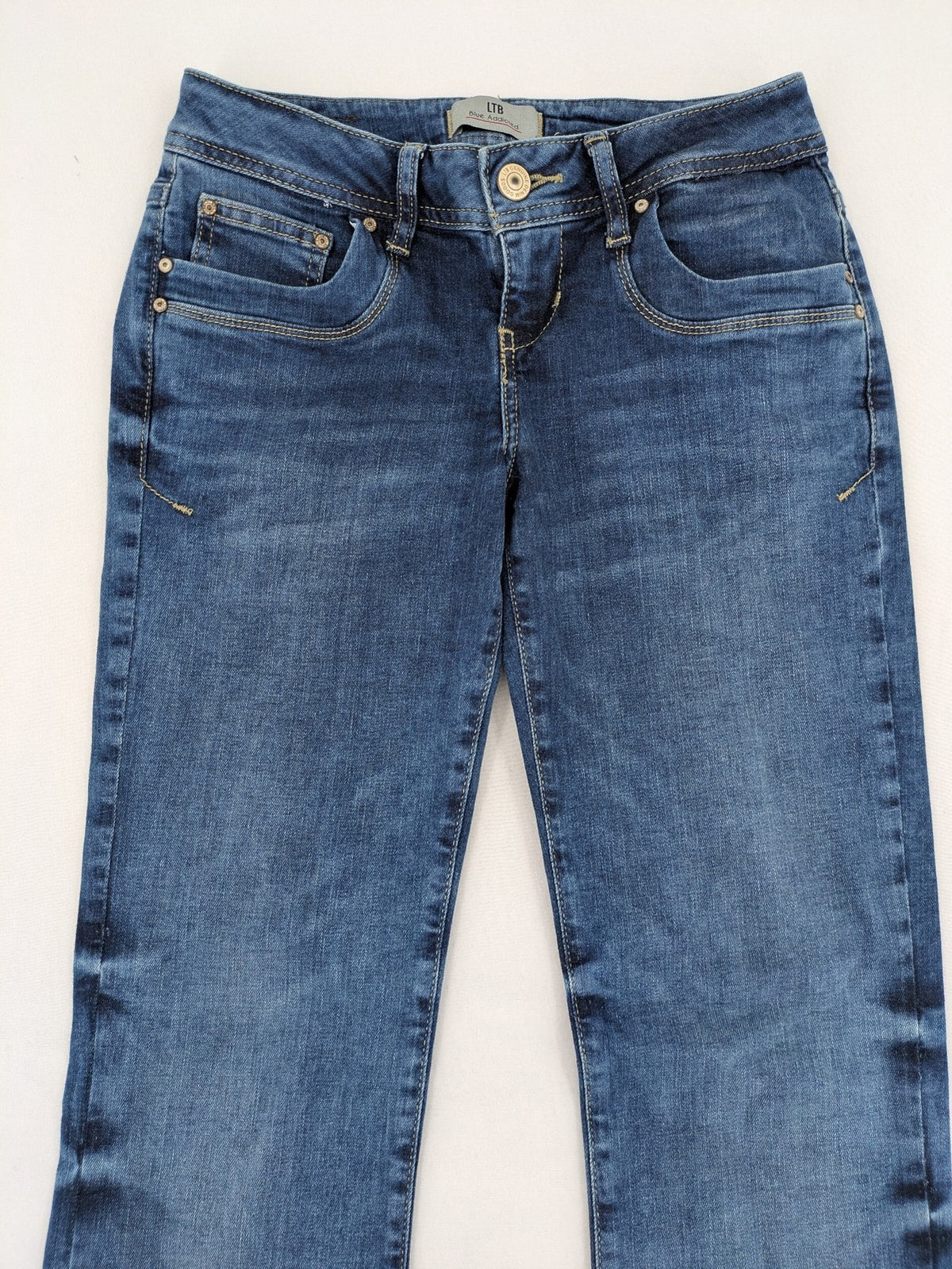LTB blue bootcut jeans with classic 5-pocket design and low-rise fit.