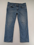 Digel blue straight jeans with classic medium wash and durable cotton denim material.