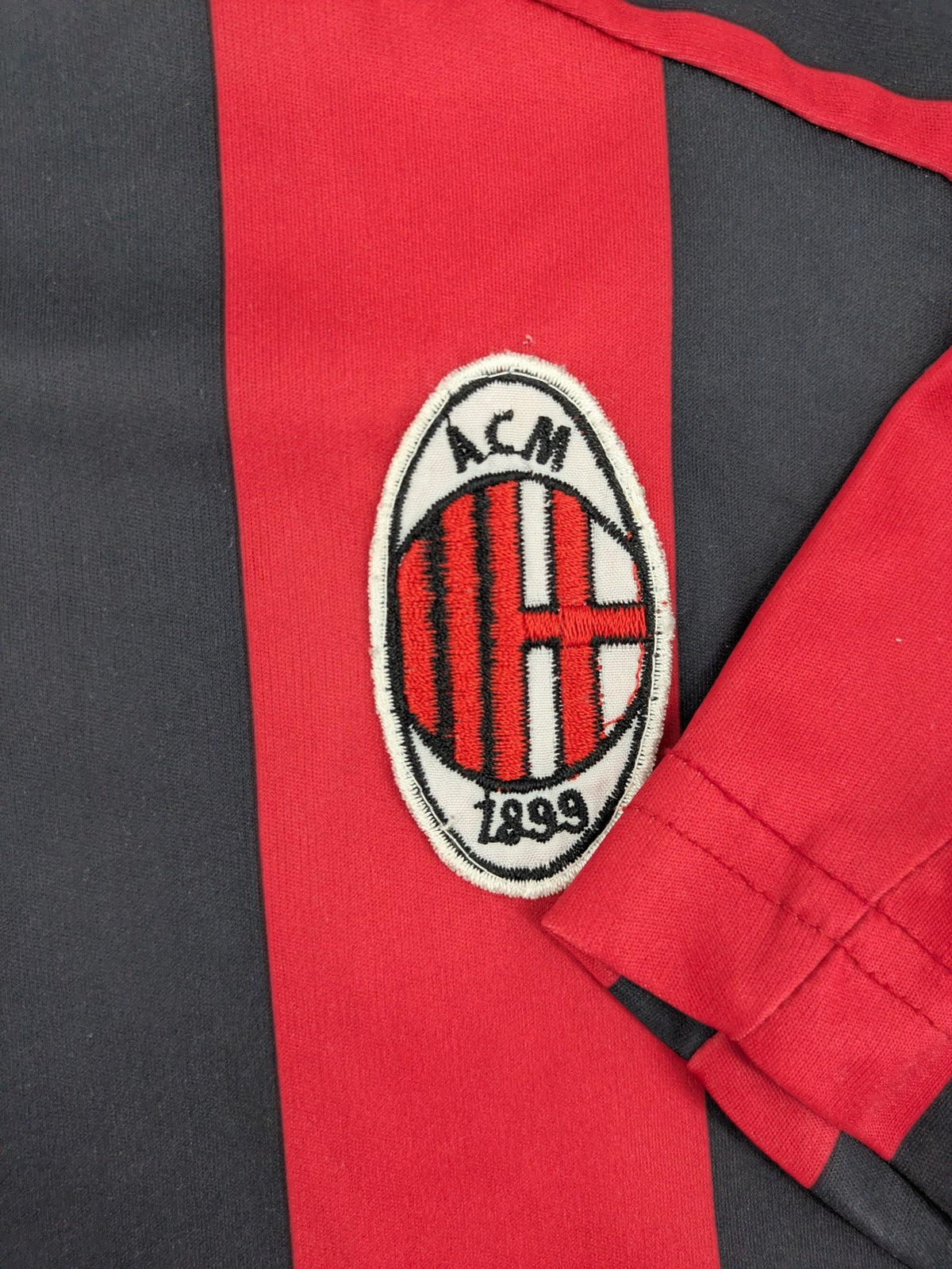 Opel AC Mailand soccer jersey black red white Shevchenko 7 vintage stripes
