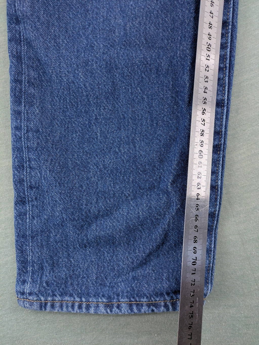 C&A blue straight jeans relaxed fit with traditional button fly and 5-pocket design.