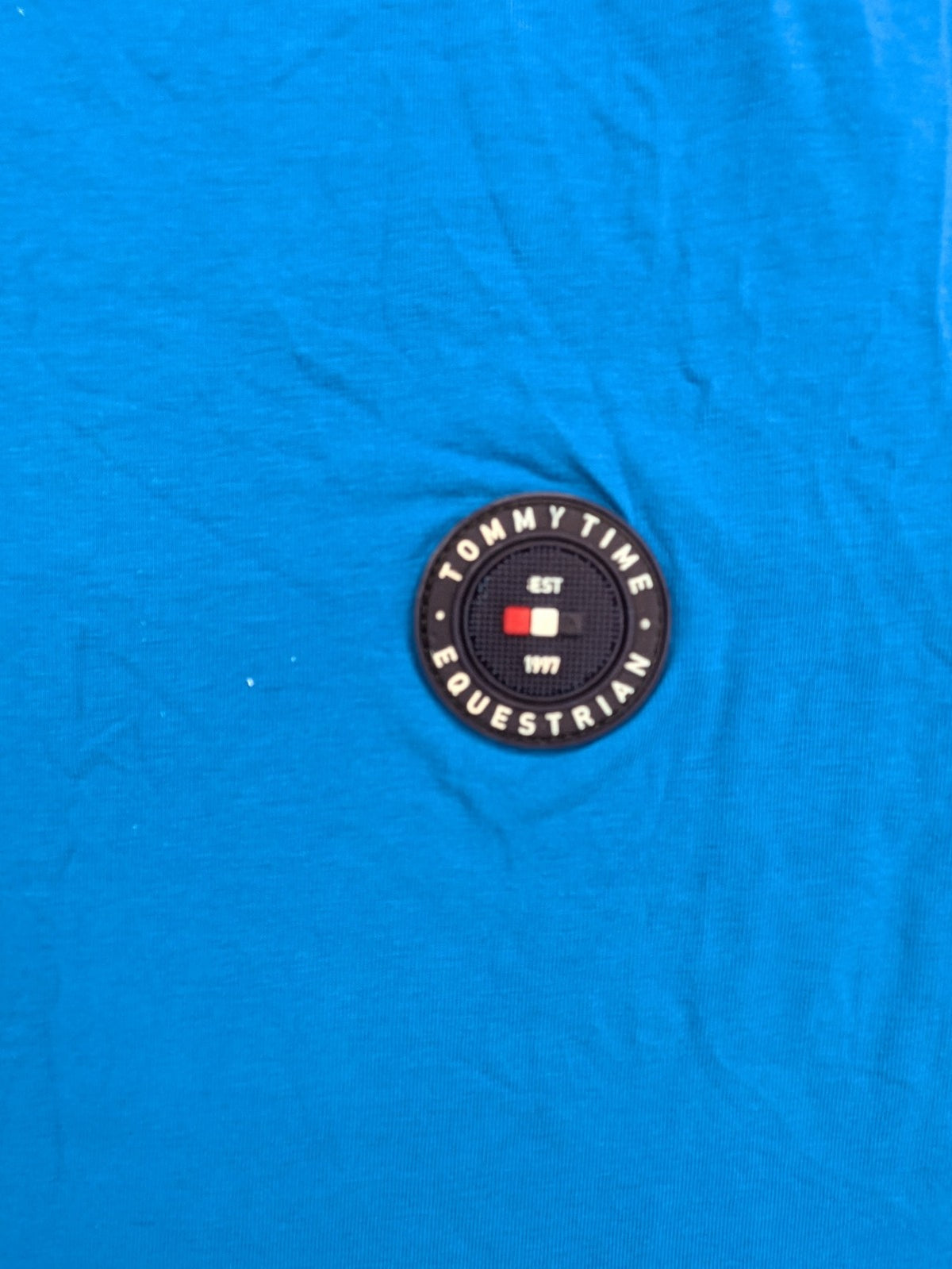 Littstar blue t-shirt cotton blend round neck short sleeves logo patch detail