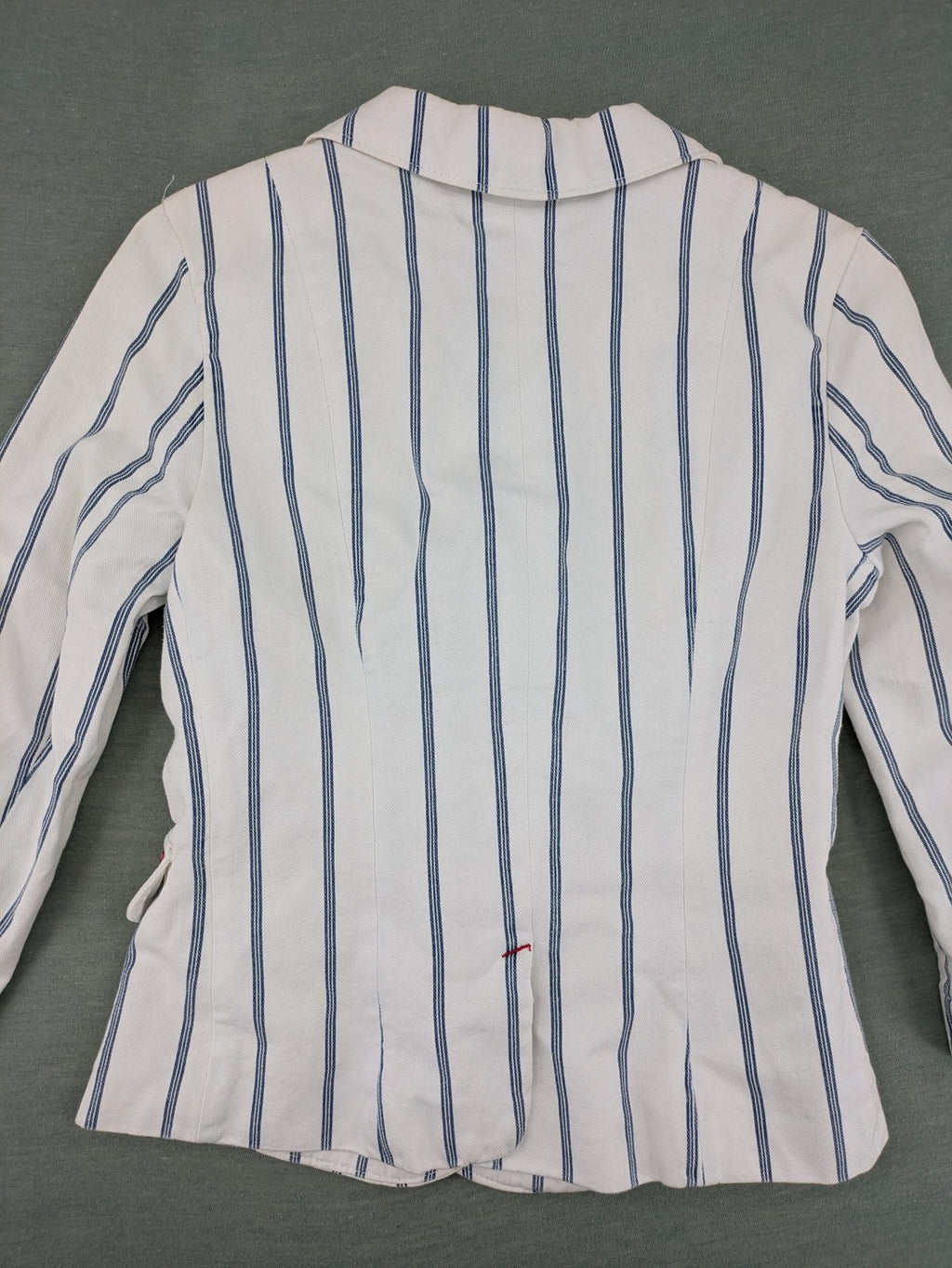 Miss Sixty vintage blazer white and blue striped cotton with logo and unique button closures.