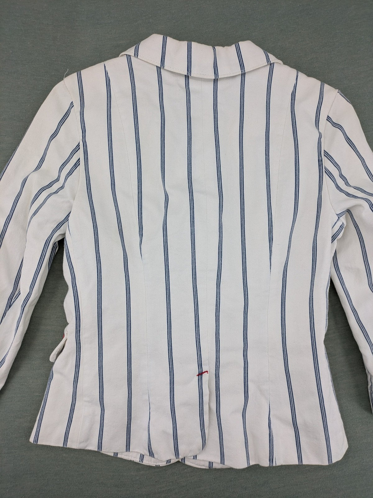 Miss Sixty vintage blazer white and blue striped cotton with logo and unique button closures.