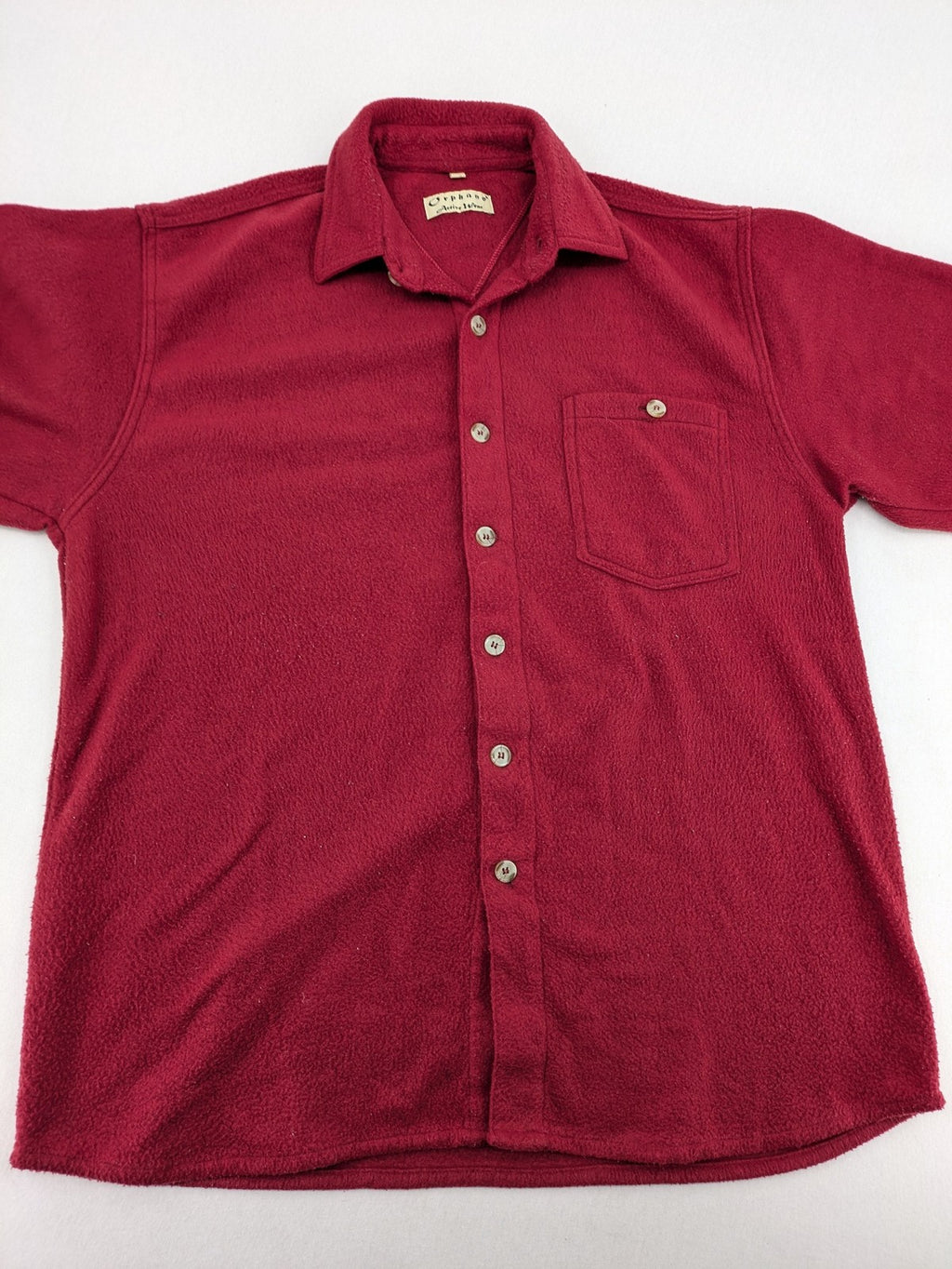 Outdoor red fleece shirt large button-up design with chest pocket and soft material