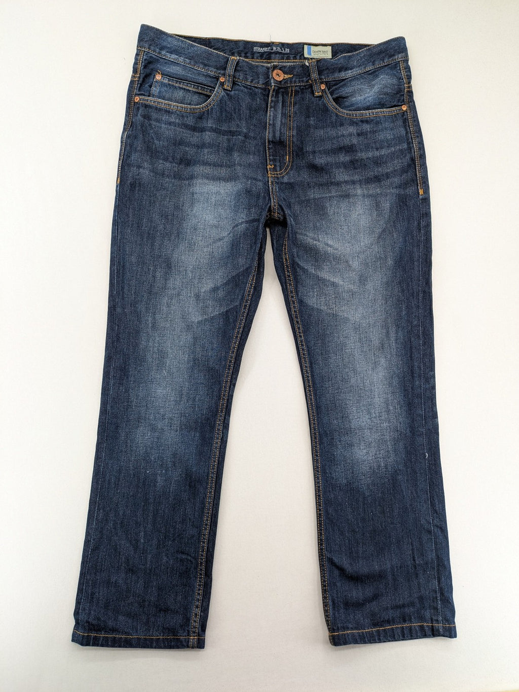 Denim 1982 blue straight jeans W36 L32 classic 5-pocket design cotton fabric