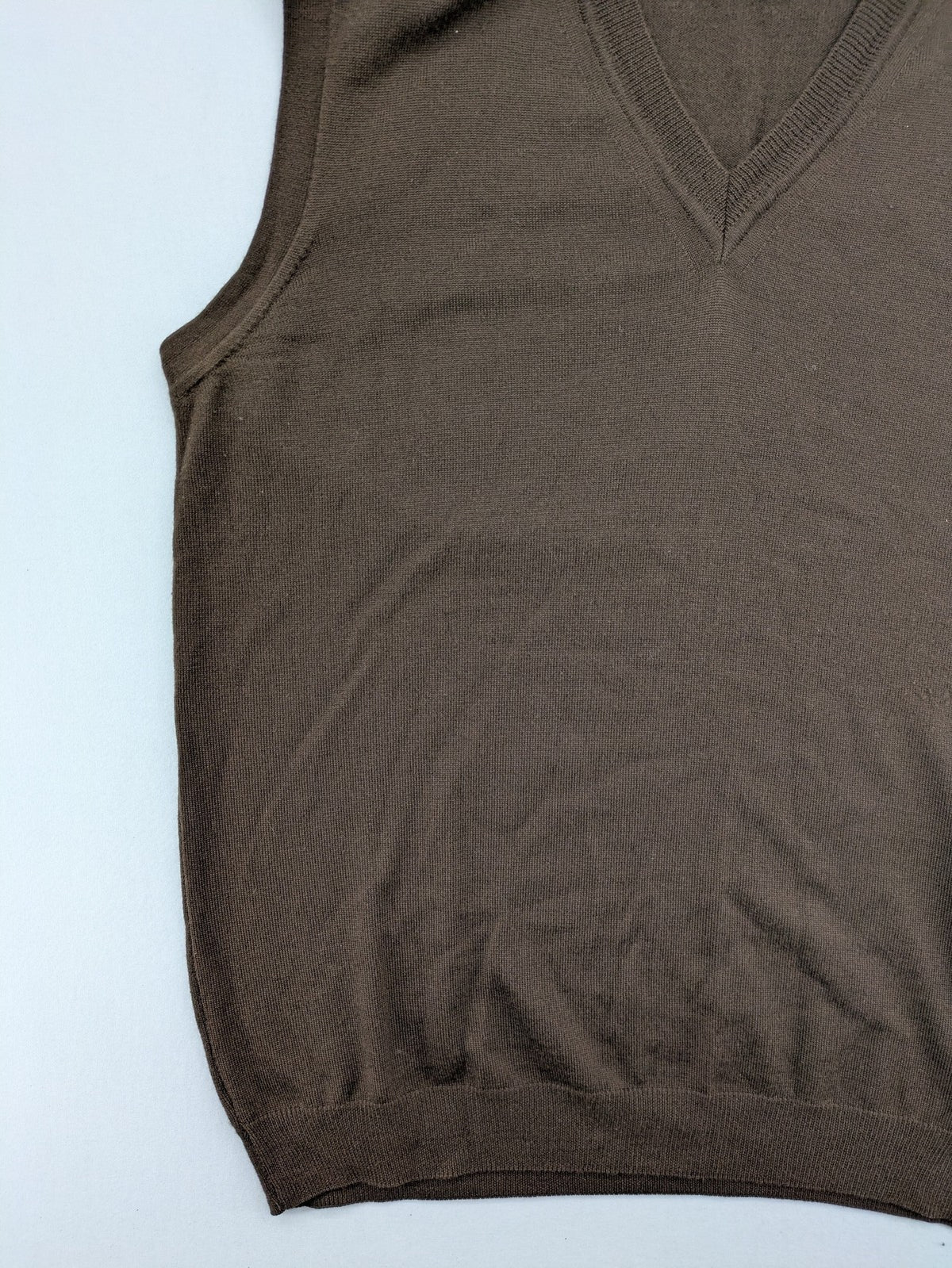 T.M. Lewin brown turtle neck jumper, classic V-neck design, made from 100% merino wool.