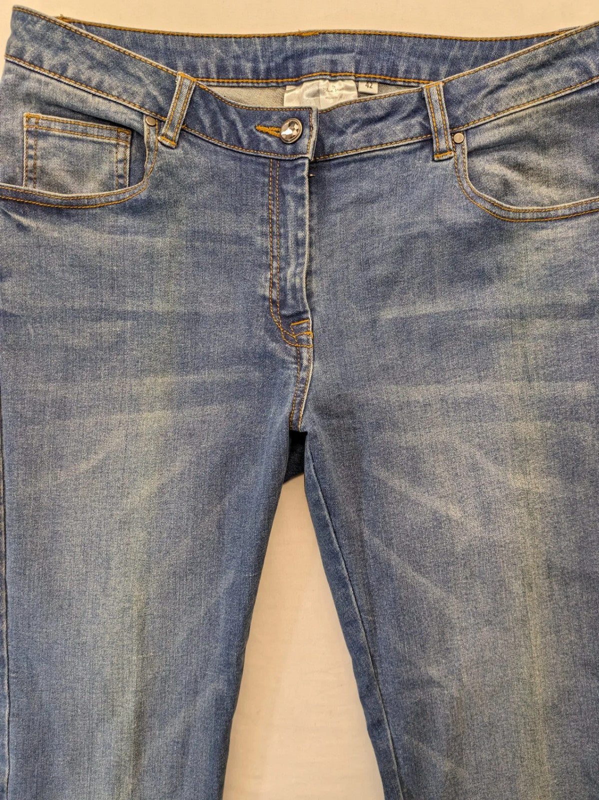 Blue Motion blue straight jeans slim fit with ankle zippers and stretchy material