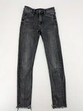 Stradivarius grey skinny jeans with distressed finish and ankle zippers, five-pocket style.