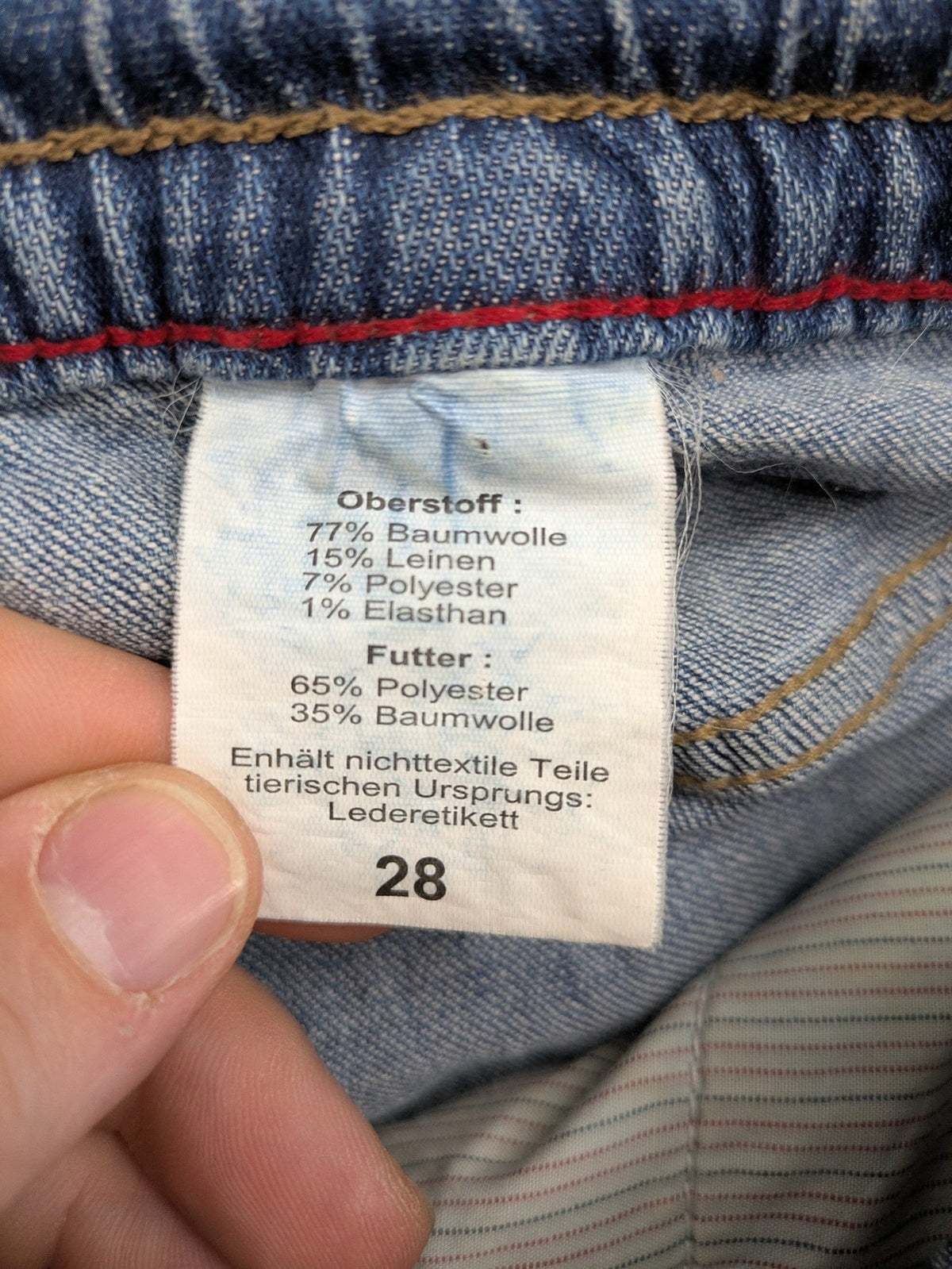 Wallbusch blue straight jeans with elastic waistband, drawstring, and breathable linen blend.