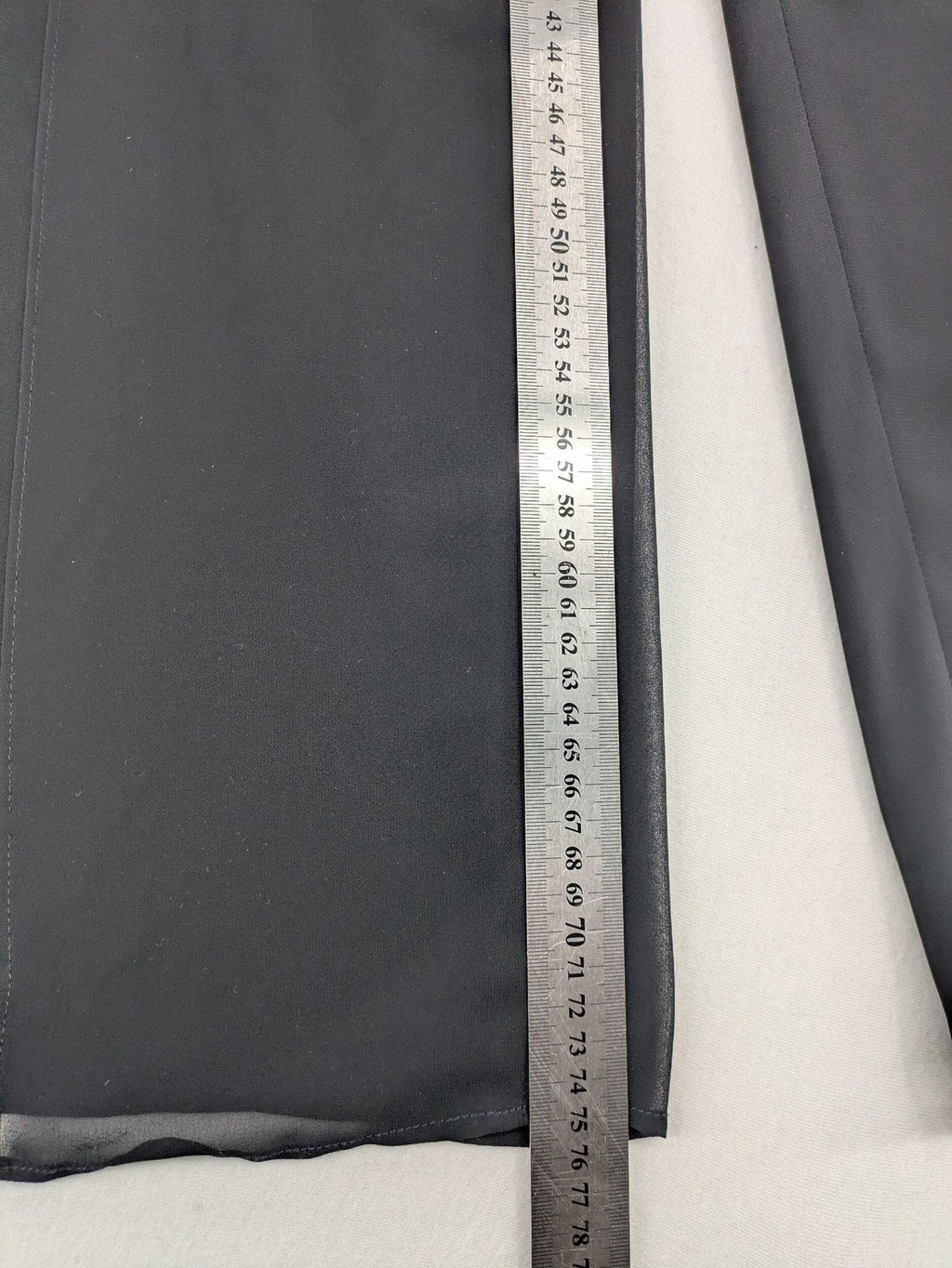 Gerry Weber grey palazzo pants with chiffon overlay and front slits.
