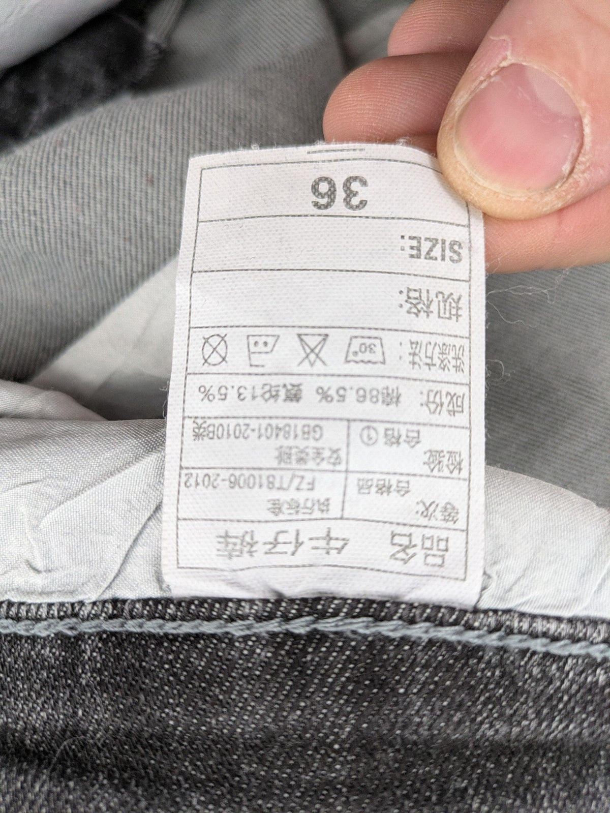 Denim straight jeans black grey washed stretch cotton 5-pocket design with logo details