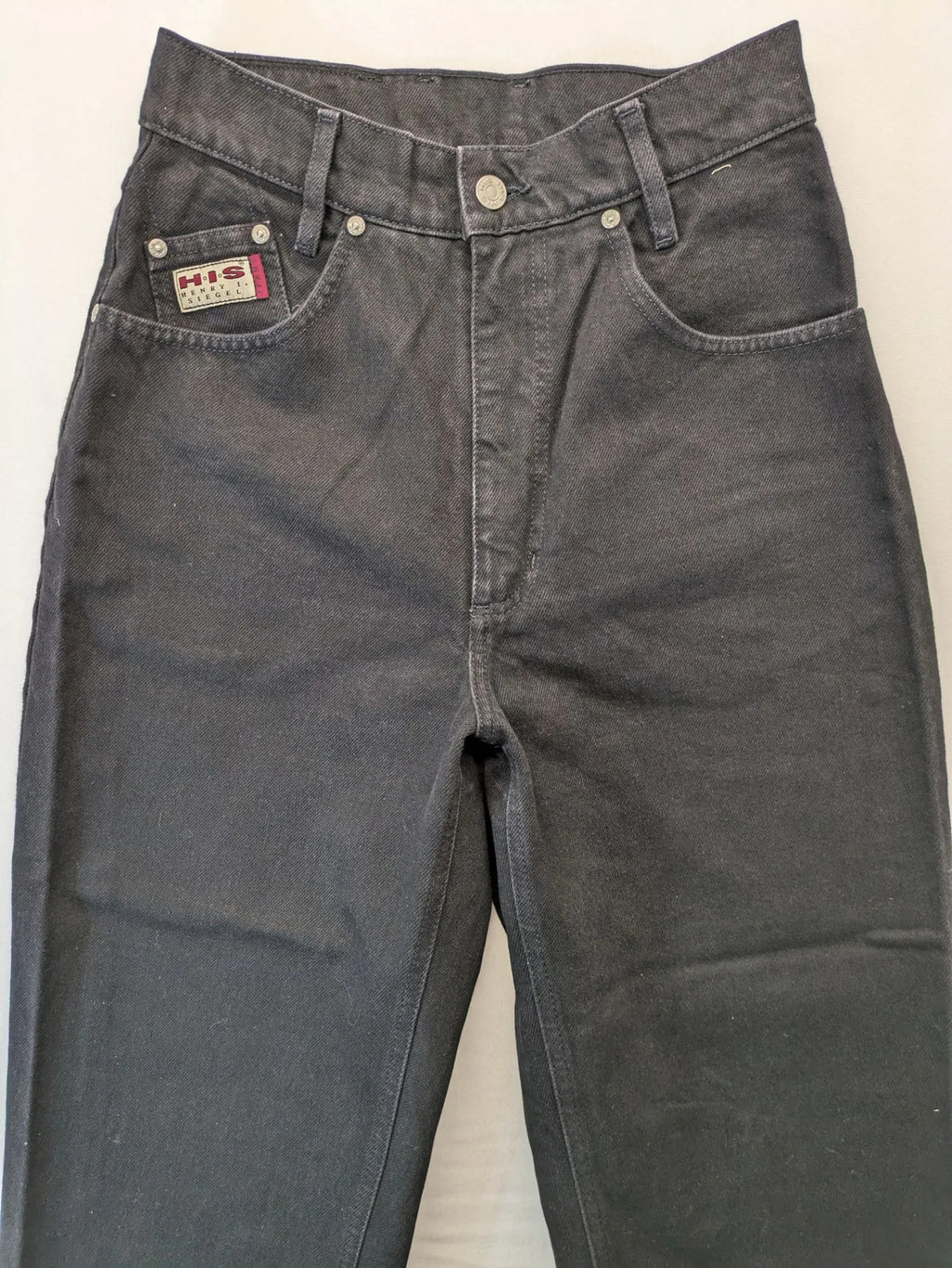 H.I.S black mom jeans high waist tapered fit 90s vintage style 100% cotton