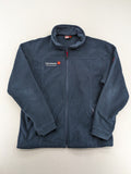 engelbert strauss navy fleece jacket embroidered Lorenzen Gebäudetechnik logo, full zip