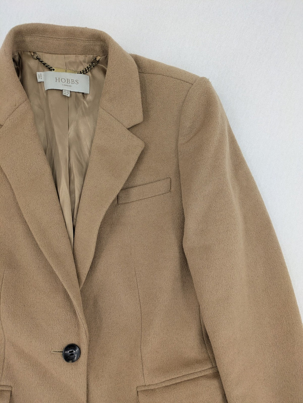 Hobbs London beige wool blend jacket single-breasted tailored fit with original buttons.