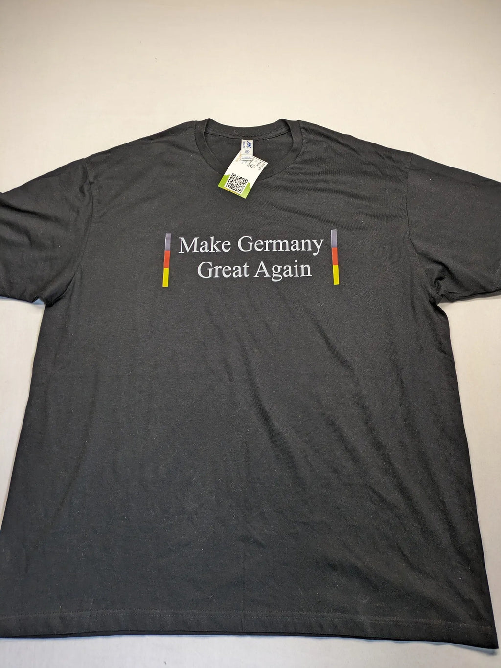 AFD turtle neck jumper multi "Make Germany Great Again" print with German flag colors.