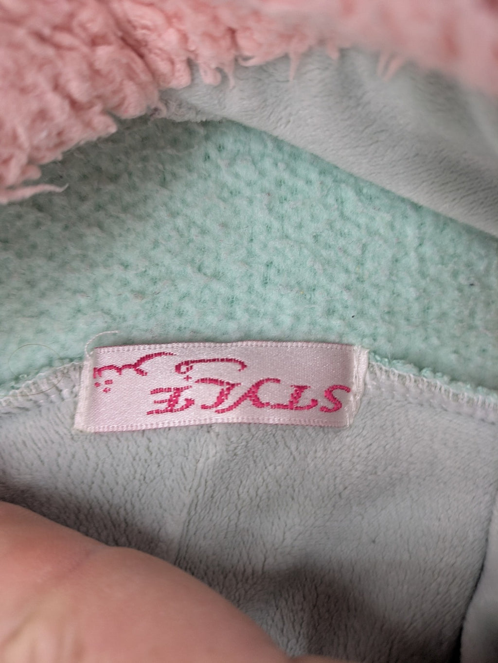Damen turtle neck jumper blue and green, cute embroidered owl design, soft teddy fleece material.