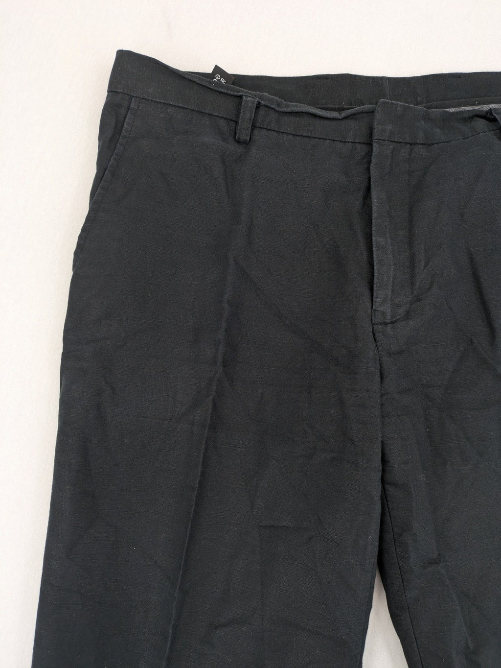 Angelo Litrico black trousers, classic straight cut, breathable linen-cotton blend.