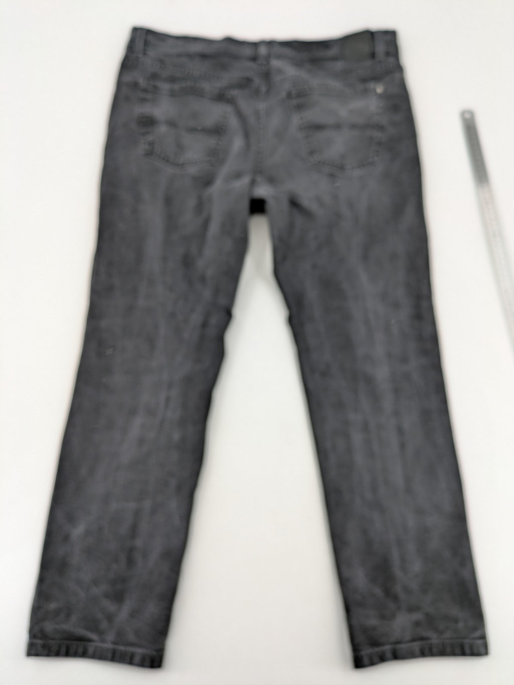 Pioneer grey straight jeans with washed finish and stretch material, classic design.