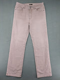 Angels beige straight leg jeans with five-pocket design and zipper button closure.