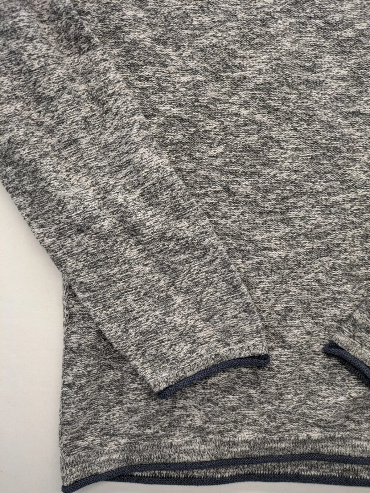 Key Largo grey turtle neck jumper with blue accents and chest pocket, cotton blend.